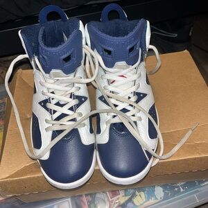Air Jordan 6 Retro Olympic Boys Size 7Y | White Navy Varsity Red | VGC No Box